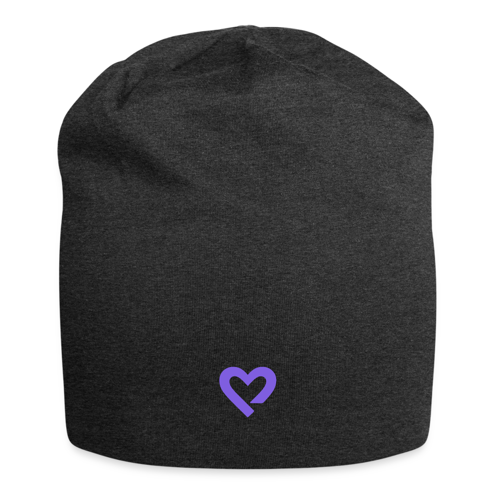 Jersey Beanie w/ Heart Logo - charcoal grey